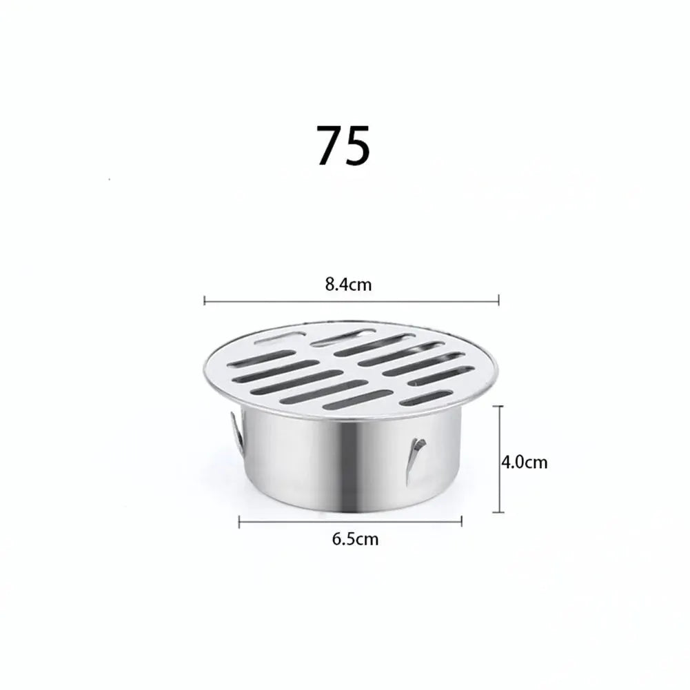 Stainless steel round floor drain strainer with slotted top, 50–200mm, for bathroom/balcony/roof drainage
