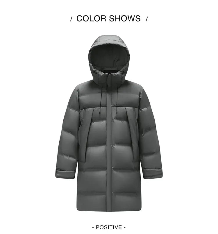 Semir men's long hooded gray down puffer jacket with front pockets