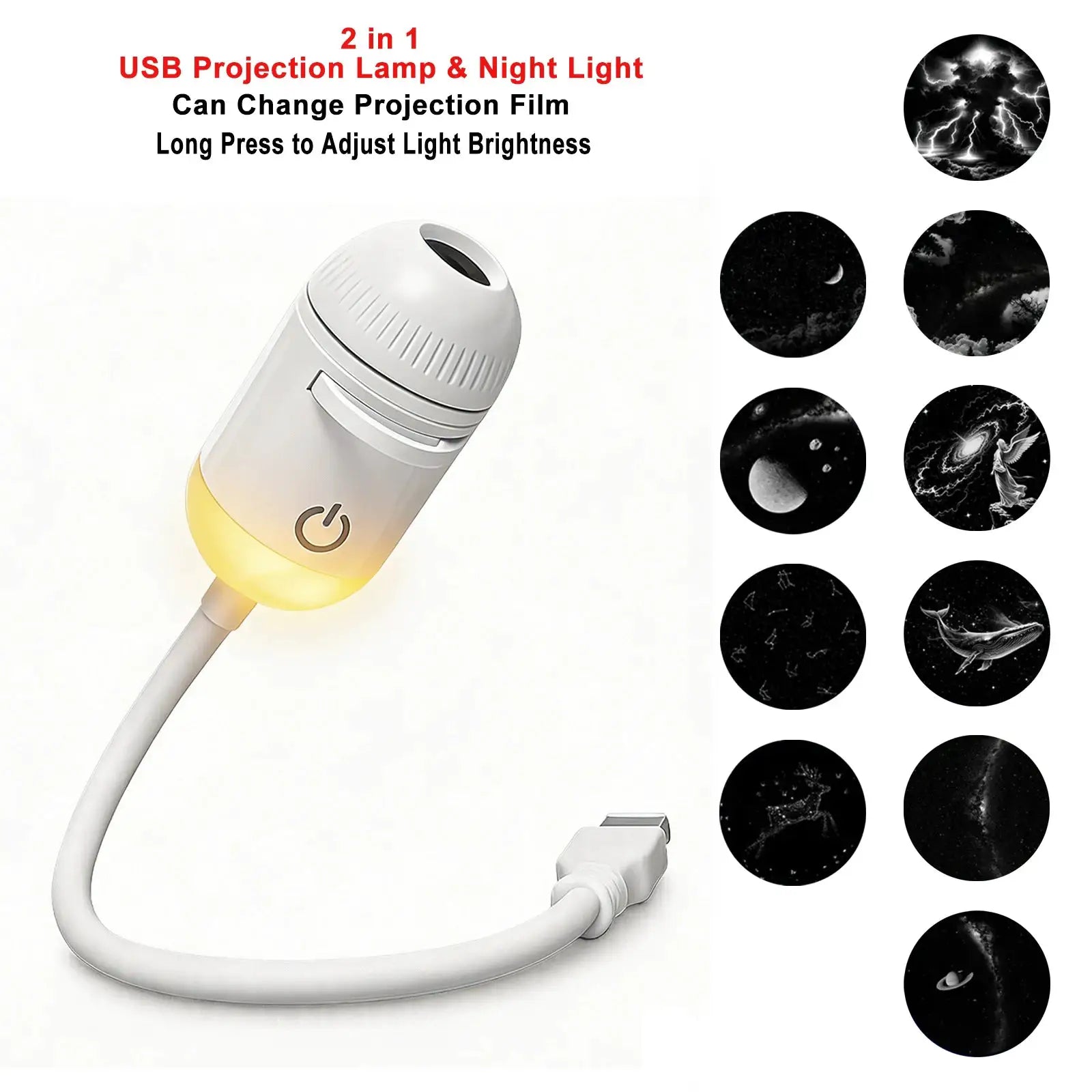 USB Car Atmosphere Projector Light Starry Sky Saturn Galaxy Ambience