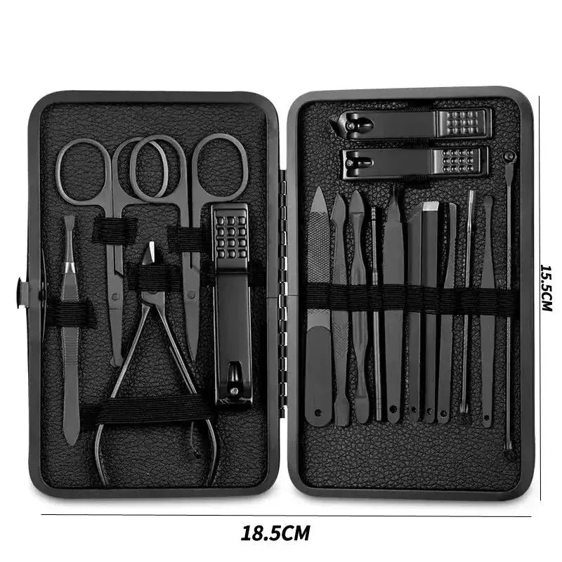 Stainless Steel Nail Clipper Set with Case Angled Nail Clippers Pedicure Tools Ear Pick Scoop and Dead Skin Remover