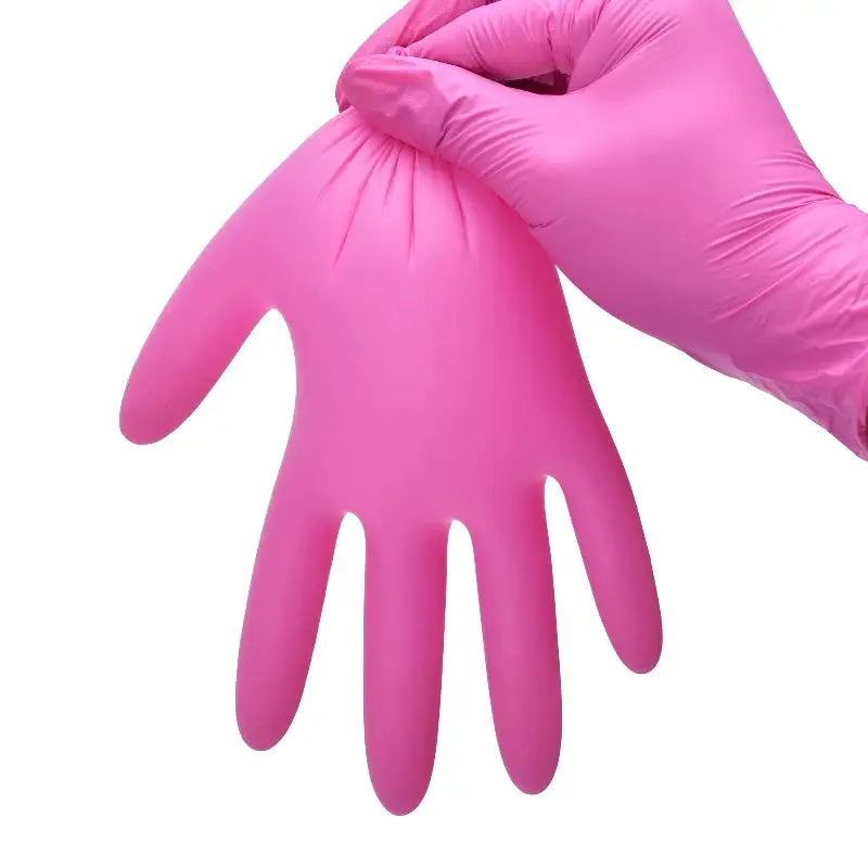 Fuchsia nitrile disposable gloves, 3-mil, latex- and powder-free, Simples Market.