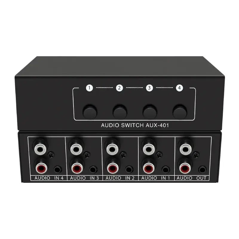4 In 1 Audio Switcher 1 Output RCA AUX Stereo Selector With 3.5mm And L R Inputs Passive Box
