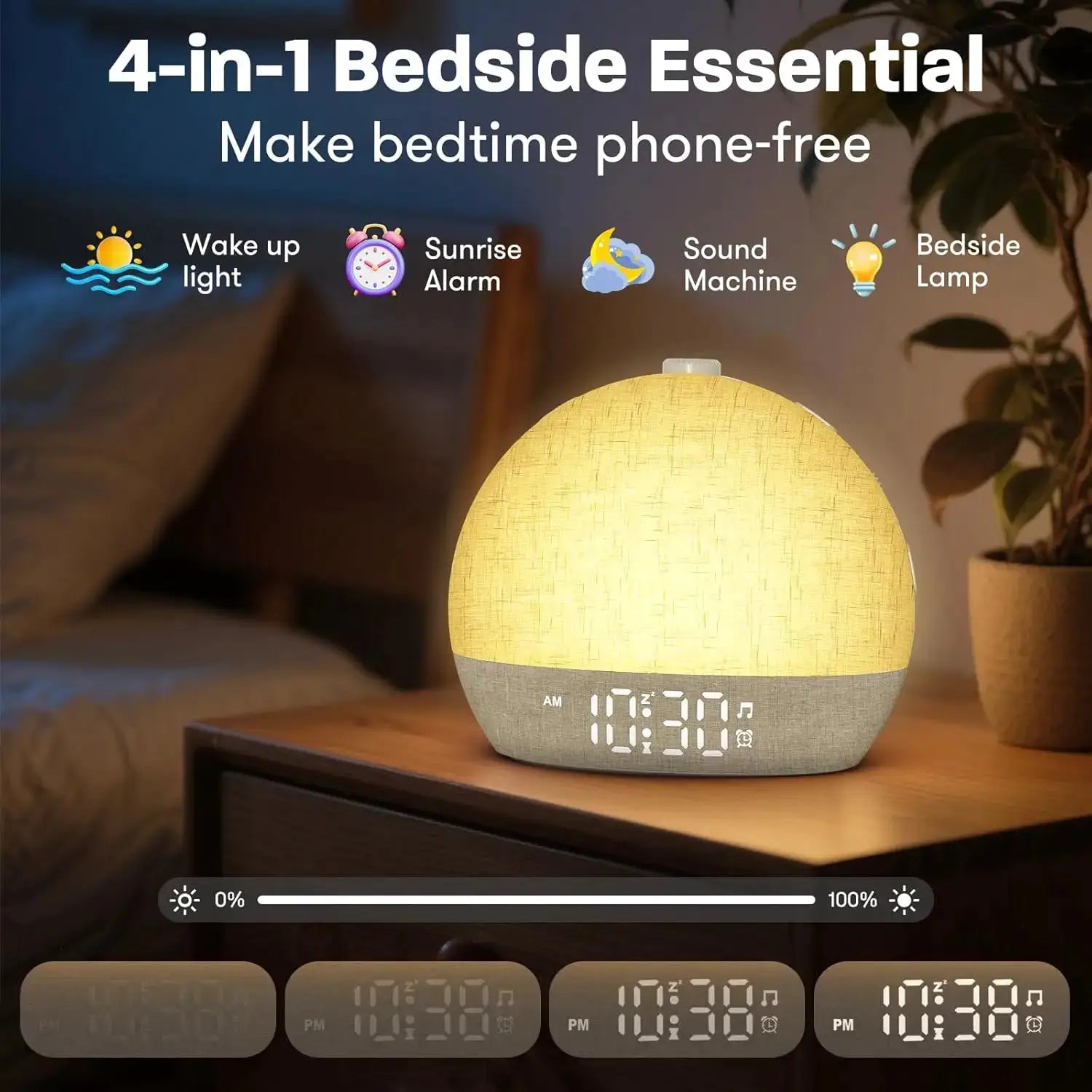Wake Up Light Sunrise Alarm Clock with dimmable RGB night light