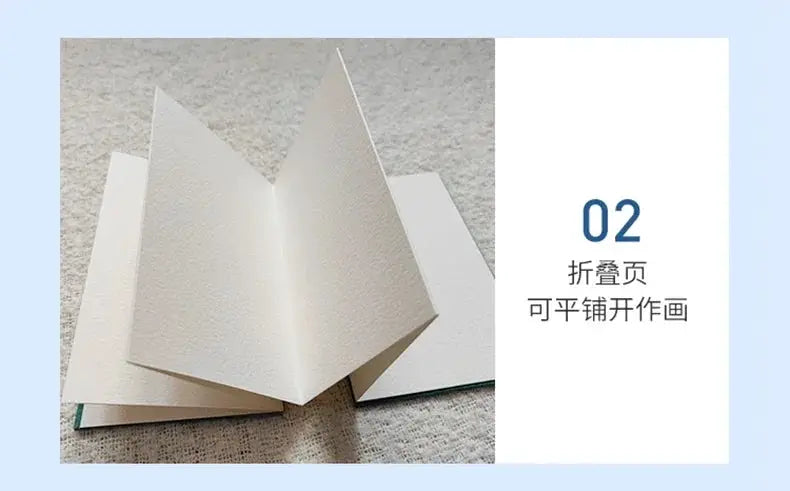 Mini watercolor sketchbook for artists with foldable pages that lay flat for painting, white travel notebook