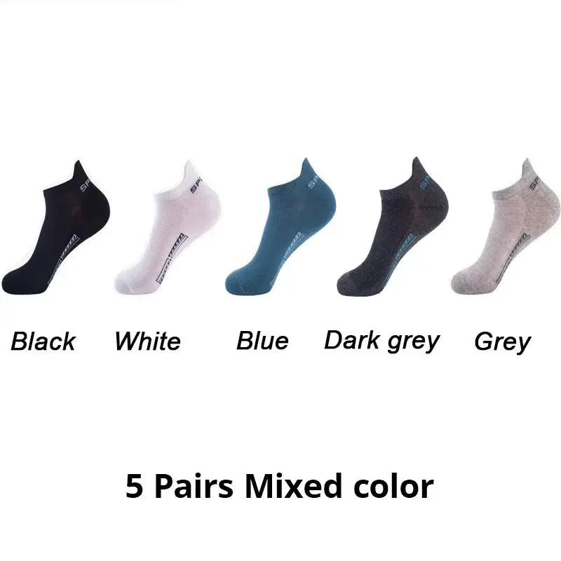 Men's Summer Thin Mesh Breathable Polyester Sports Socks 5 10 20 Pairs Sweat Absorbing Short Socks For Active Wear