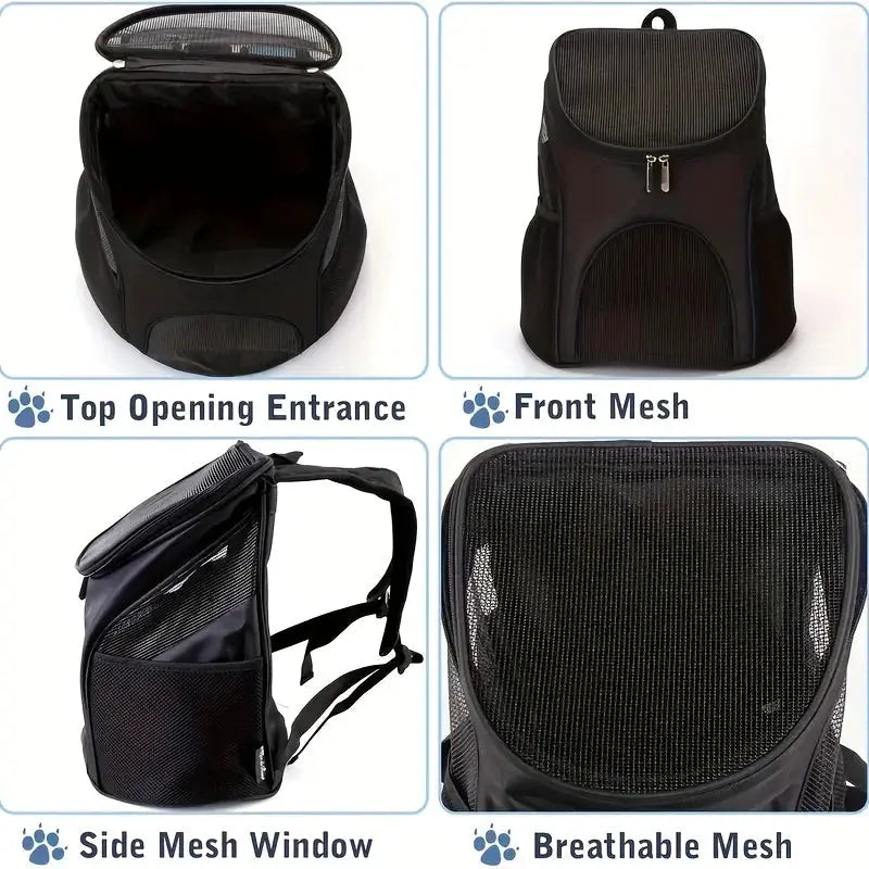 Portable mesh dog backpack by Simples Market, black large-capacity breathable dog carrier