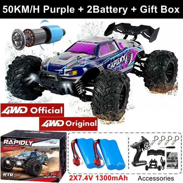 4WD Remote Control Off Road 4X4 High Speed Brushless Buggy Truck 80 KMH Drift Racing Toy for Kids and Adults