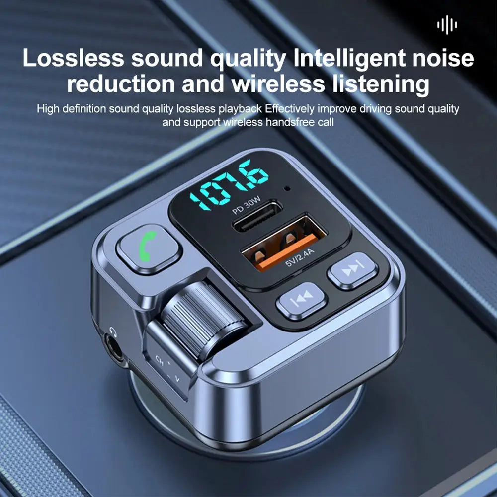 Car Bluetooth Receiver With USB U Disk Read And 20W PD Fast Charging Digital Display FM Transmitter For Cellphones