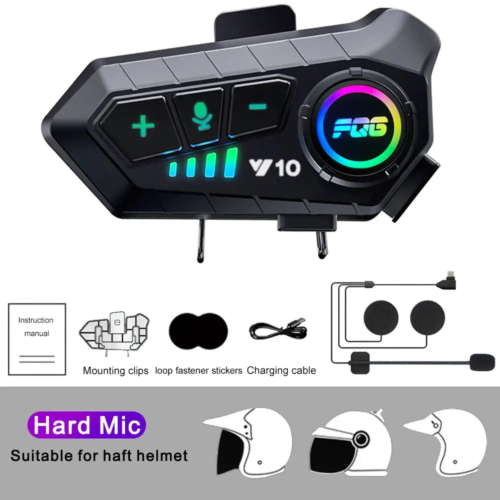 RiderPro Bluetooth 5.3 Helmet Headset Waterproof Hands Free Calls MP3 Music Player For Motorcycle