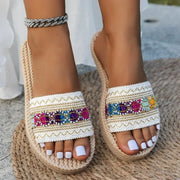 Women Outdoor Flat Sandals Bohemian Ethnic Tassel Beach Slides Platform Comfort Large Size