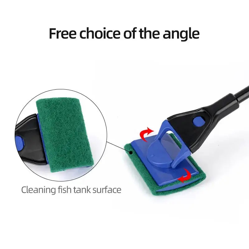 EW Five In One Fish Tank Glass Cleaning Brush Algae Scraper Long Handle Aquarium Tool
