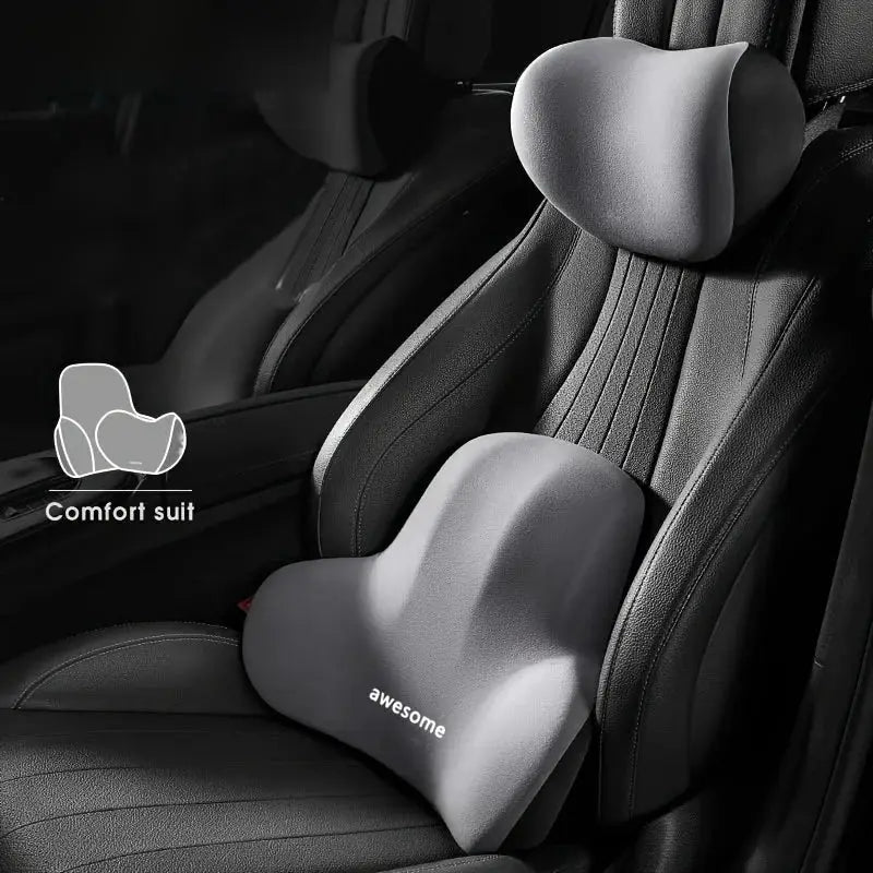 Memory foam chair cushion with lumbar support by Simples Market, black washable cover for desk/office chairs