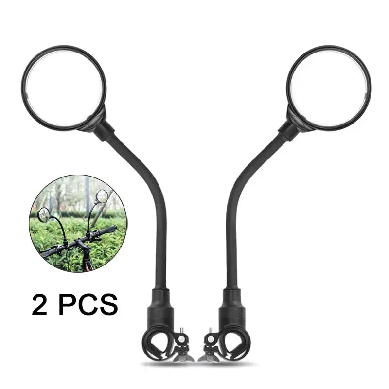 2 Piece Set Bicycle Rearview Mirrors 360 Degree Adjustable Rotatable Universal Handlebar Mount for MTB and Road Bikes