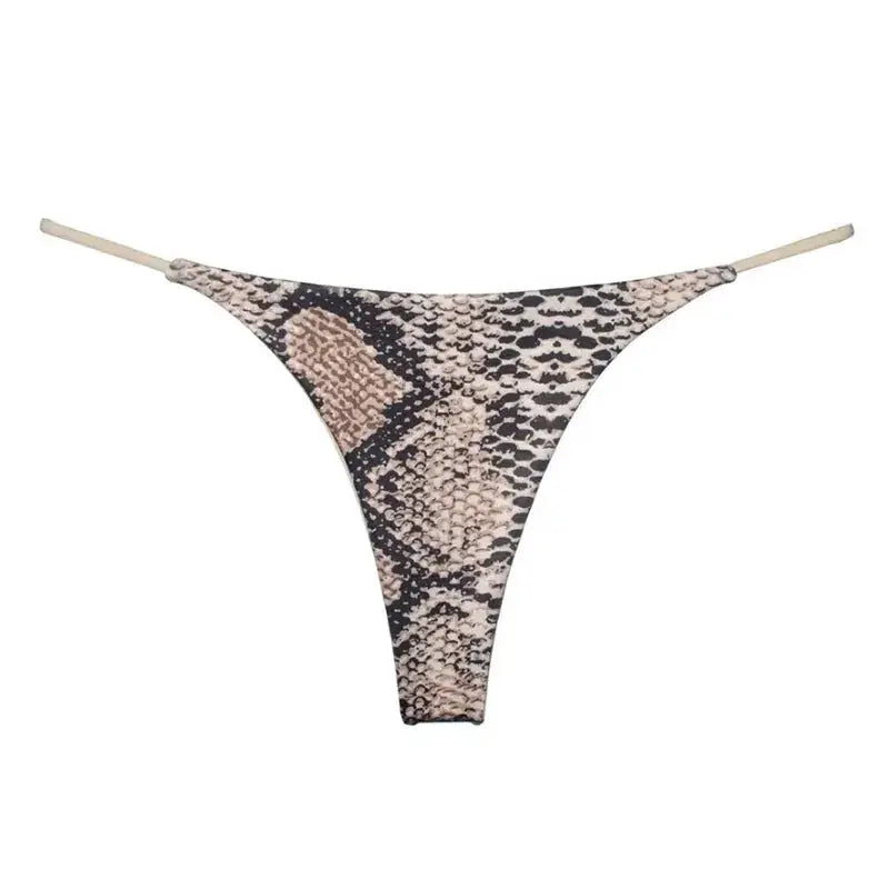 Simples Market snake-print thong underwear, low-rise G-string with seamless lace fabric