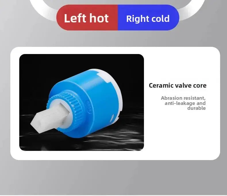 Ceramic valve core cartridge for kitchen faucet, blue; abrasion-resistant and durable