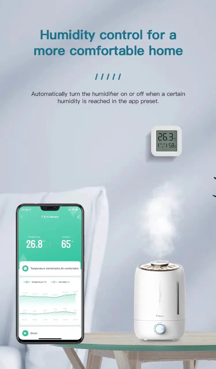 Simples Market Zigbee temperature humidity sensor with LCD display, white cube; works with Tuya Alexa Google Home