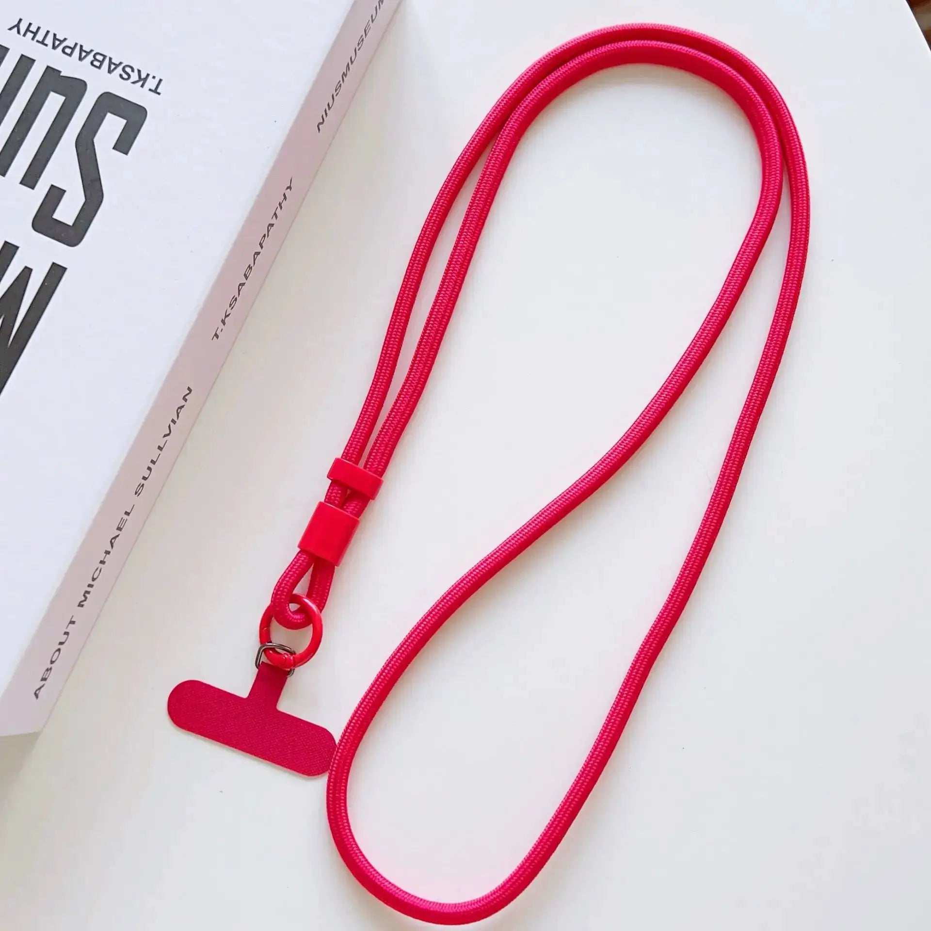 Mobile phone lanyard Simples Market red braided nylon crossbody rope with plastic clasps