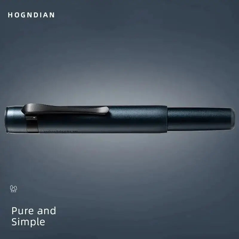 Hongdian M2 fountain pen in dark blue with metal clip; Metaverse design, EF/F nib.