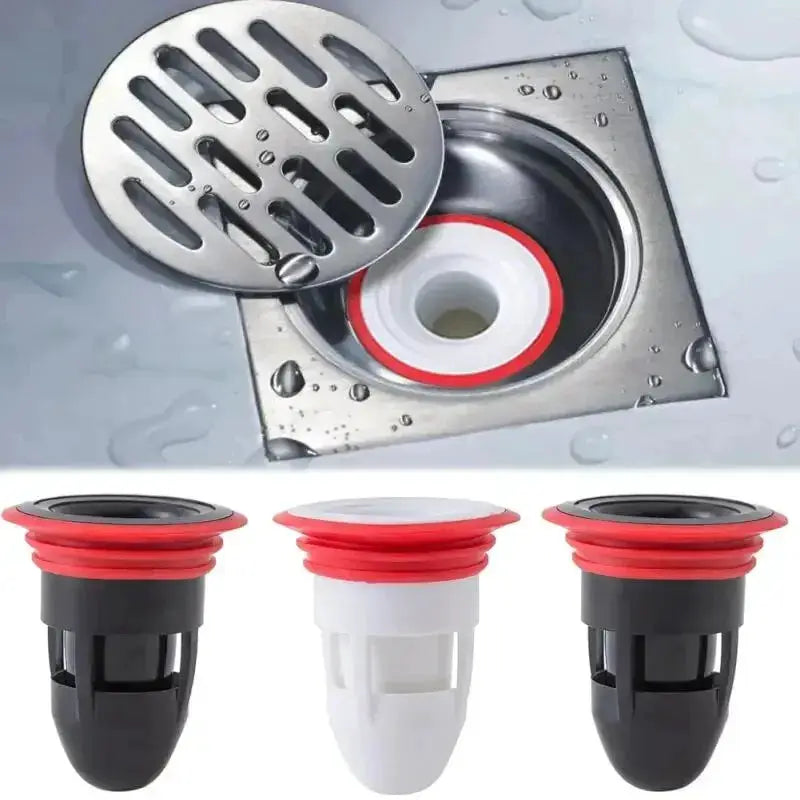 Floor drain bullet anti-odor core deodorization device 3-pack by Simples Market with red gasket black/white variants.
