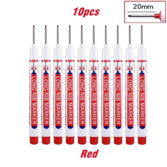 Ten Piece Set Multi Purpose Long Nib Marker Pens For 20mm Deep Hole Metal Perforating Waterproof Woodworking Decor Tool