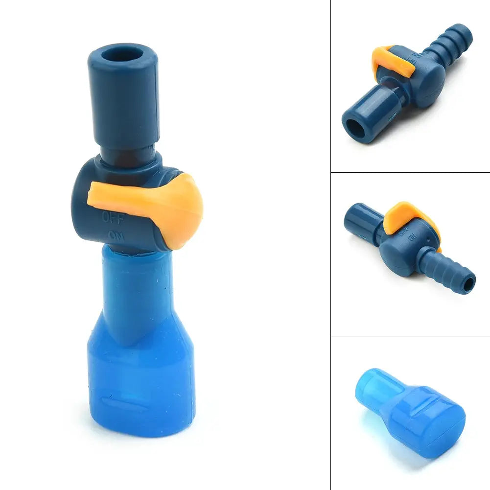 Replacement hydration bite valve with yellow switch by Simples Market, shown on a blue bottle.