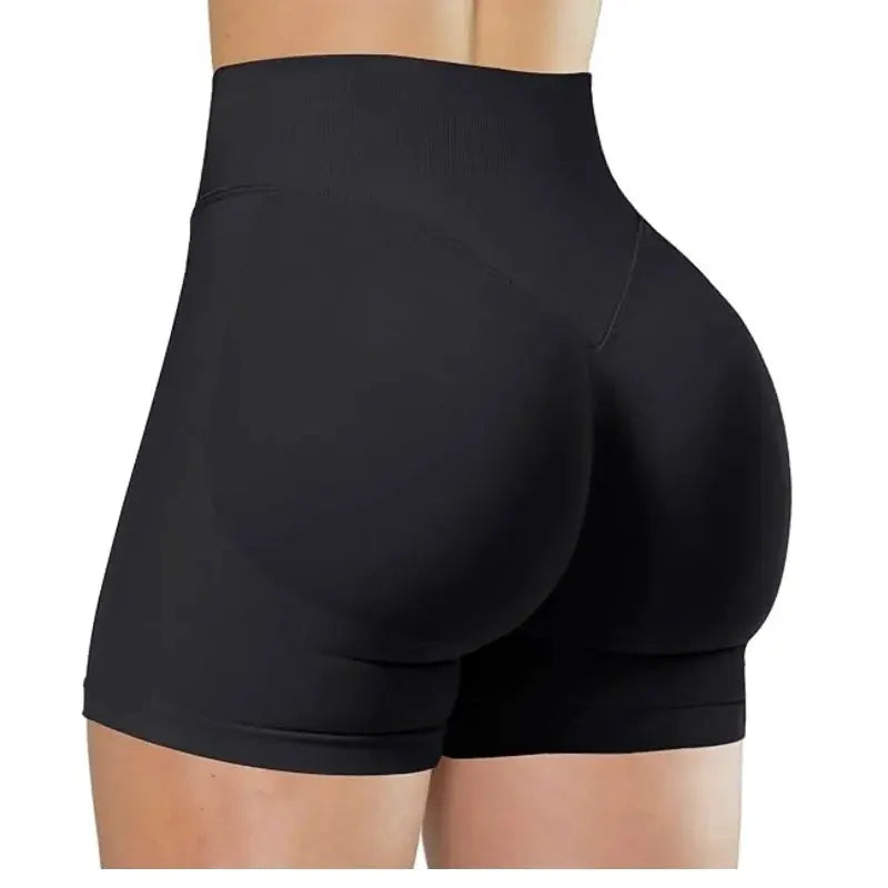 Women's black seamless high-waist gym shorts by Simples Market with butt-lifting fit