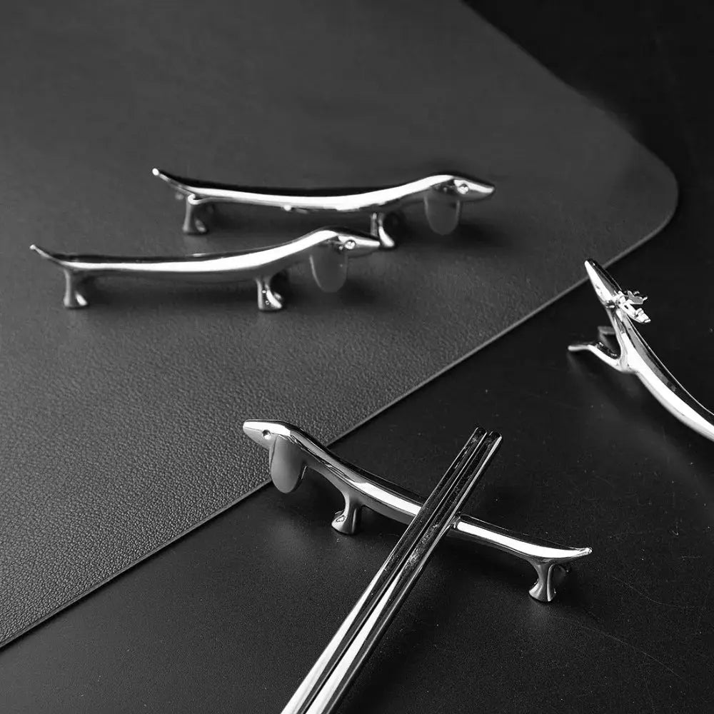 Zinc Alloy Cutlery Bracket Holder Silver Fawn and Little Dog Shape Cutlery Storage Tableware Rack