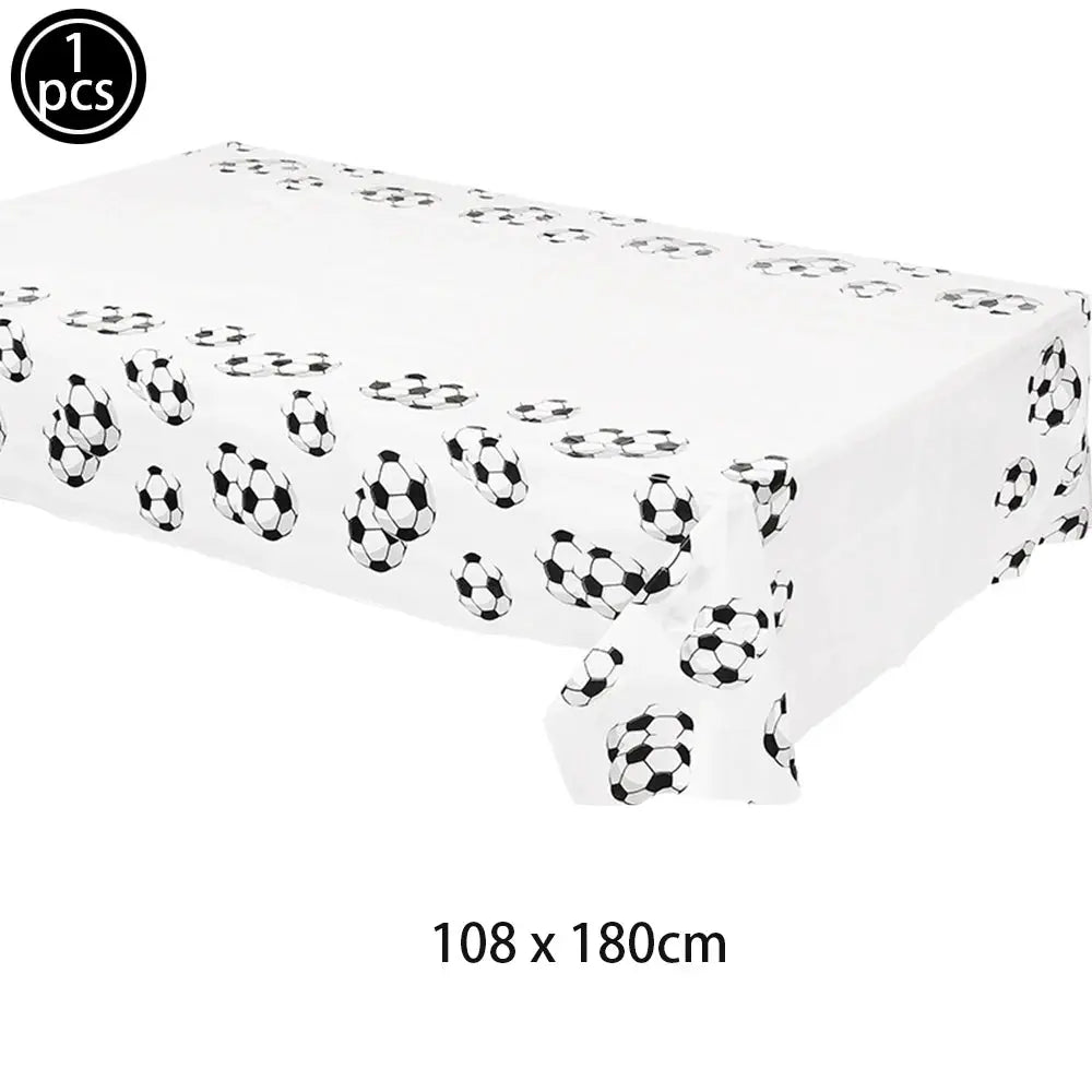 Soccer Theme Disposable Tableware Set Plates Cups Napkins Tablecloth