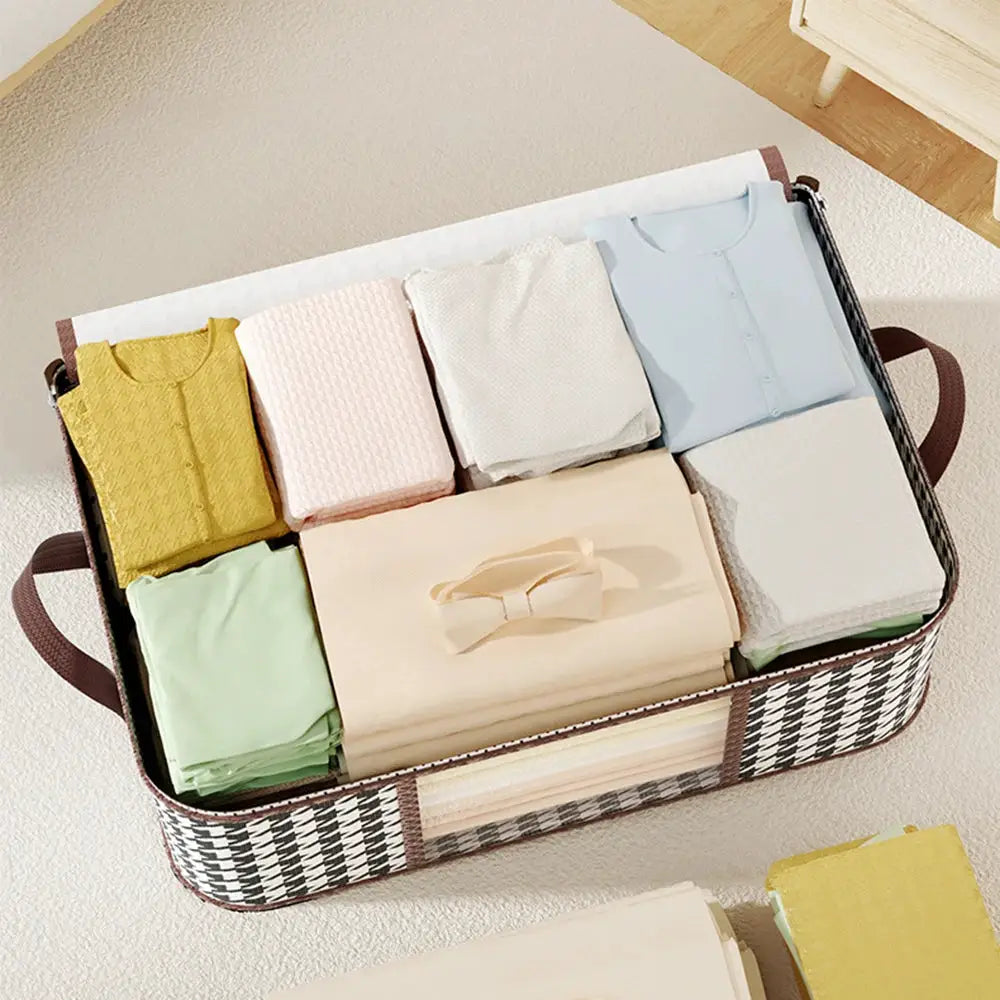 Large Capacity Storage Box Portable Clothes Organizer With Handles Foldable Dustproof Zipper Quilt Container