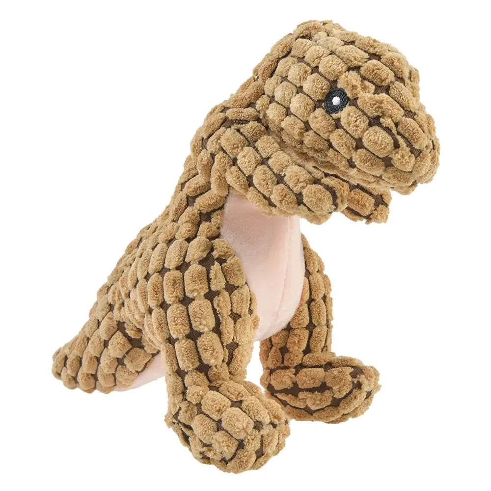 Interactive Plush Dinosaur Dog Toy for Small Dogs and Cats Durable Fleece Chew Toy