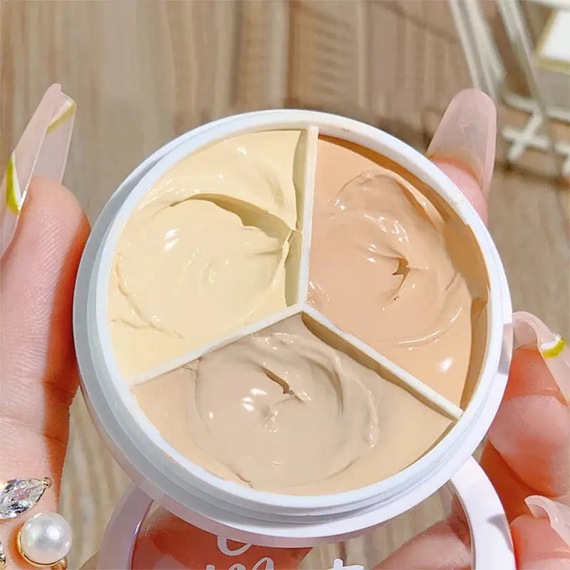 XIXI Pure Holding Makeup Three Color Concealer Palette For Spots Acne Marks Dark Circles Nonstick Powder Finish