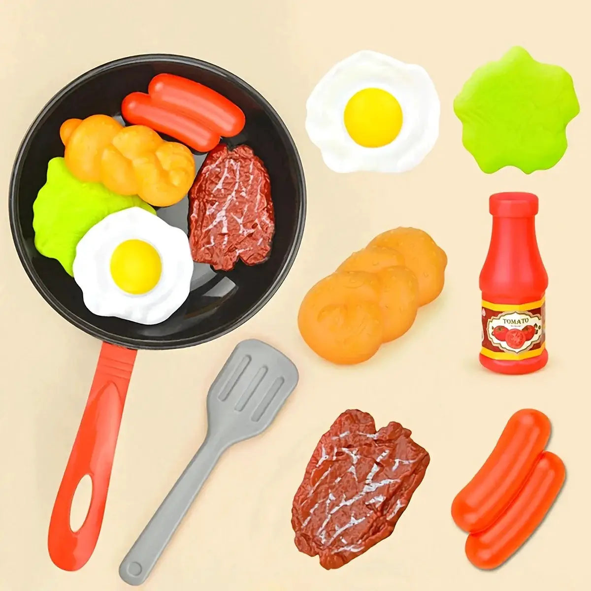 8 Piece Children Kitchen Food Toy Set Pretend Play Cookware With Steak Vegetables Bread Hot Dog Omelette Gift For Kids