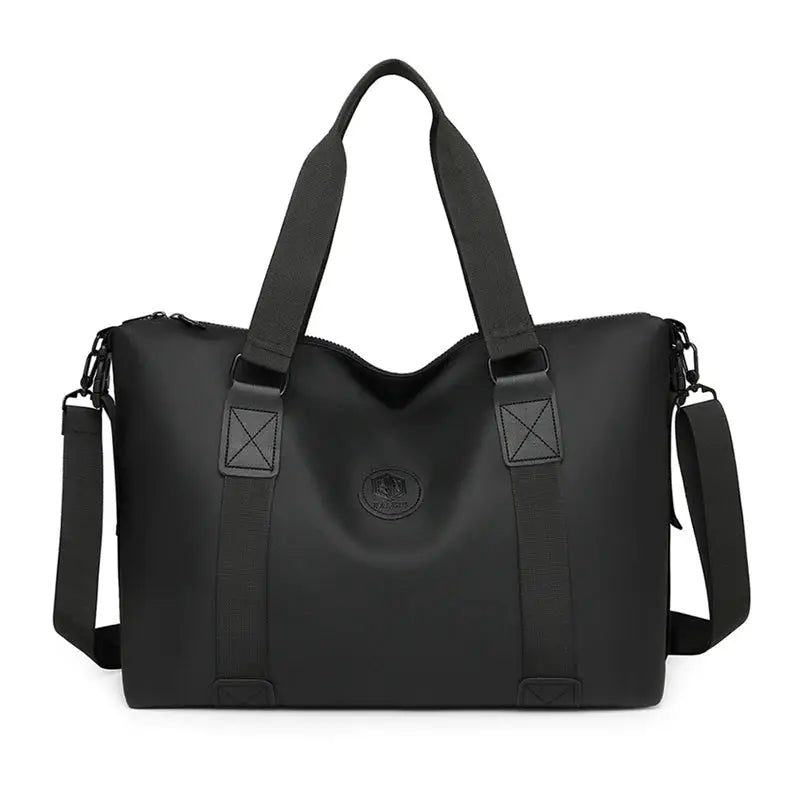 Travel duffel bag by Simples Market, black Oxford cloth waterproof, large capacity with detachable shoulder strap