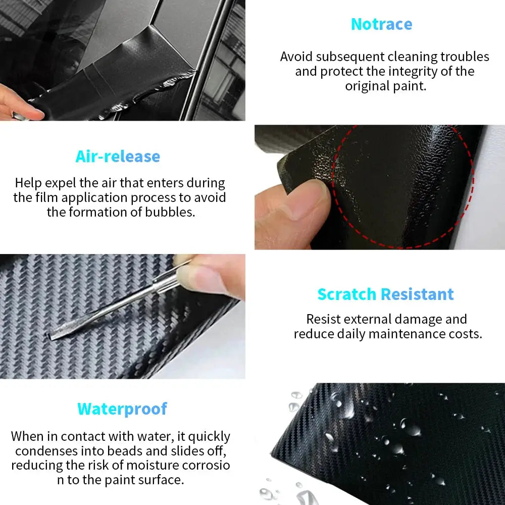 Simples Market 3D carbon fiber car wrap vinyl film, glossy black, protective waterproof sheet.