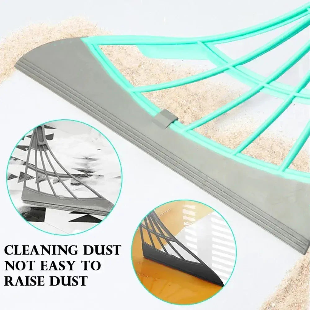 Magic silicone mop broom for window and floor cleaning, turquoise frame with gray silicone blade