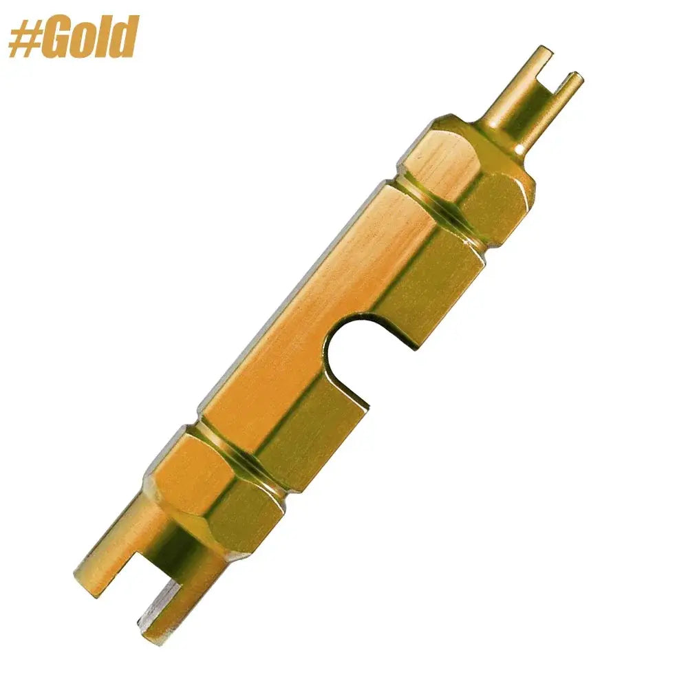 Valve core remover tool, gold color, for Presta and Schrader valves, tire repair wrench
