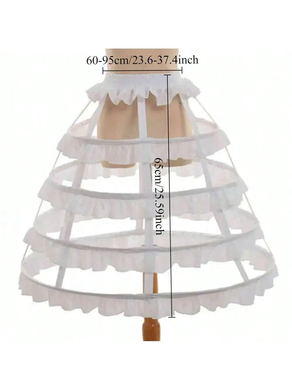 AuroraGown Girls 3 Hoops Crinoline Cage Bustle Petticoat Adjustable Pannier For Dramatic Dress Volume