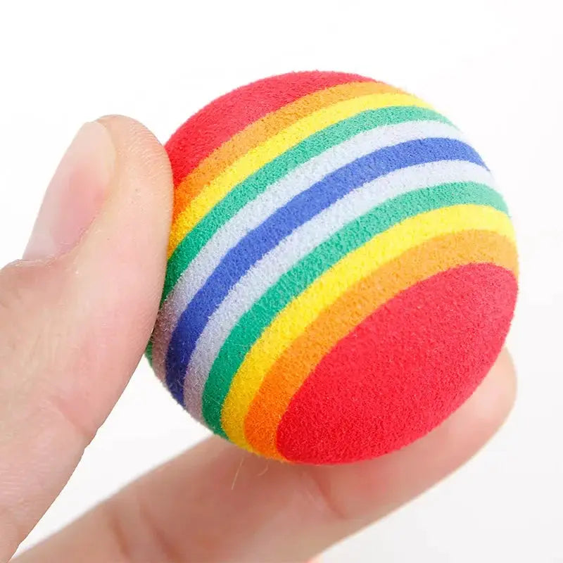 Rainbow EVA Cat Toy Ball Interactive Chewing Rattle Scratch Ball For Cats And Small Dogs Pet Toys