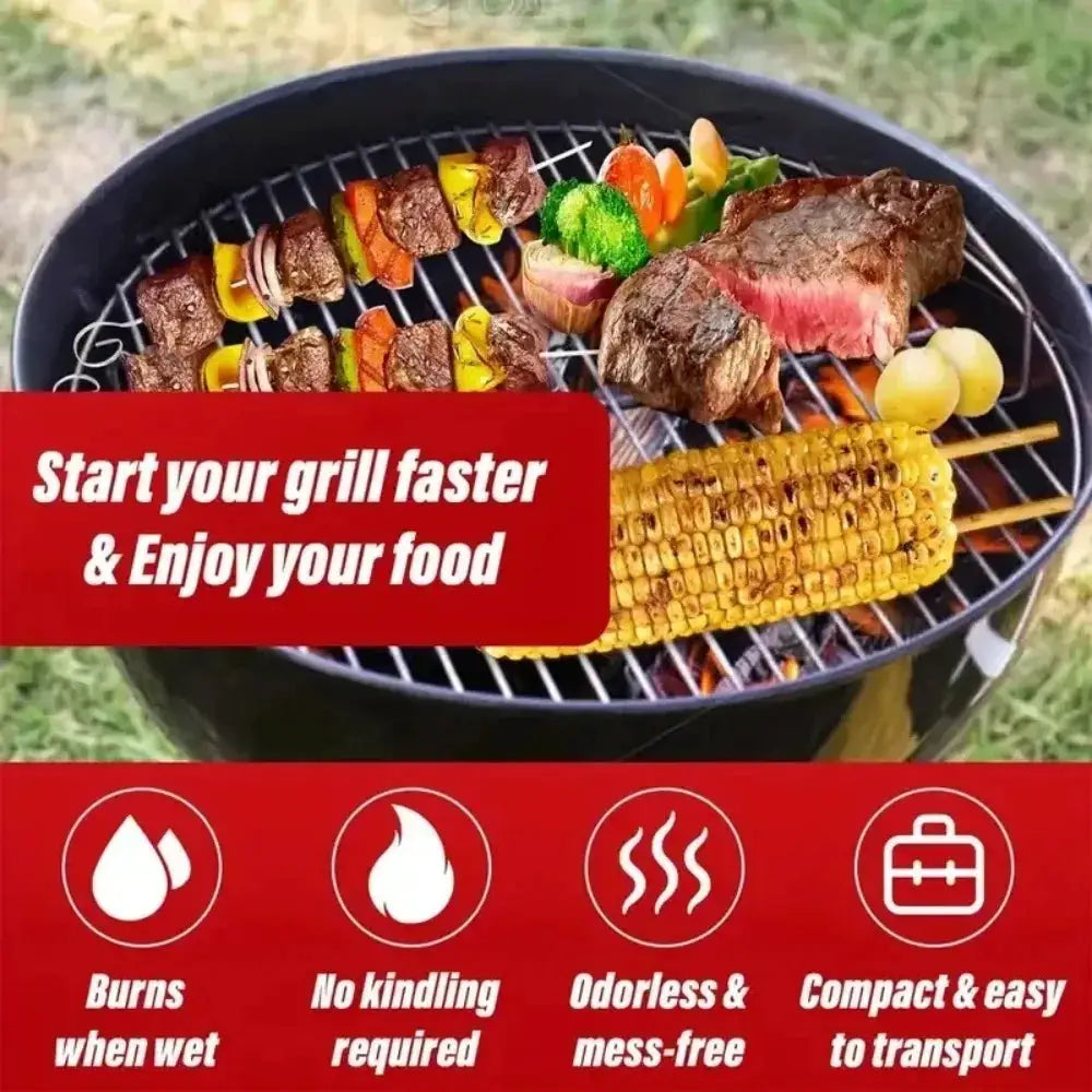 Natural Wax Wood Fire Starter Sticks – 30/60/100 pcs for BBQ, fireplace, grill; odorless, no kindling required.