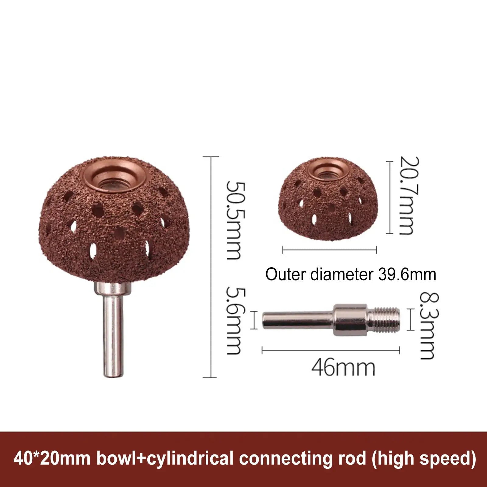Two tire grinding heads set with tungsten steel hemispherical grinding heads and shafts