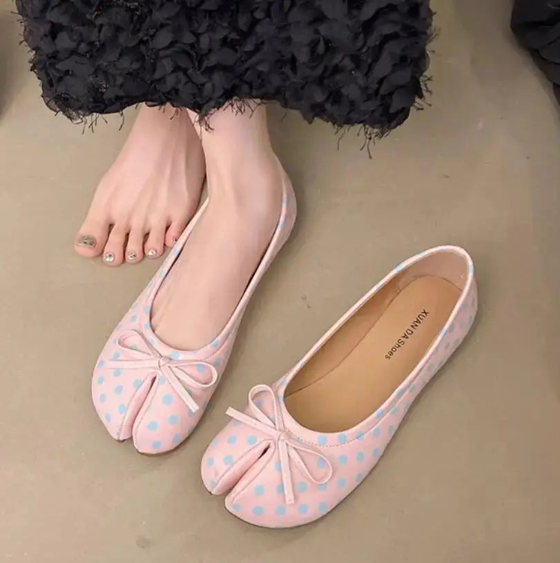 NovaStride Bowknot Flat Tabi Ninja Shoes Women Breathable Split Toe Summer Slip On Comfort