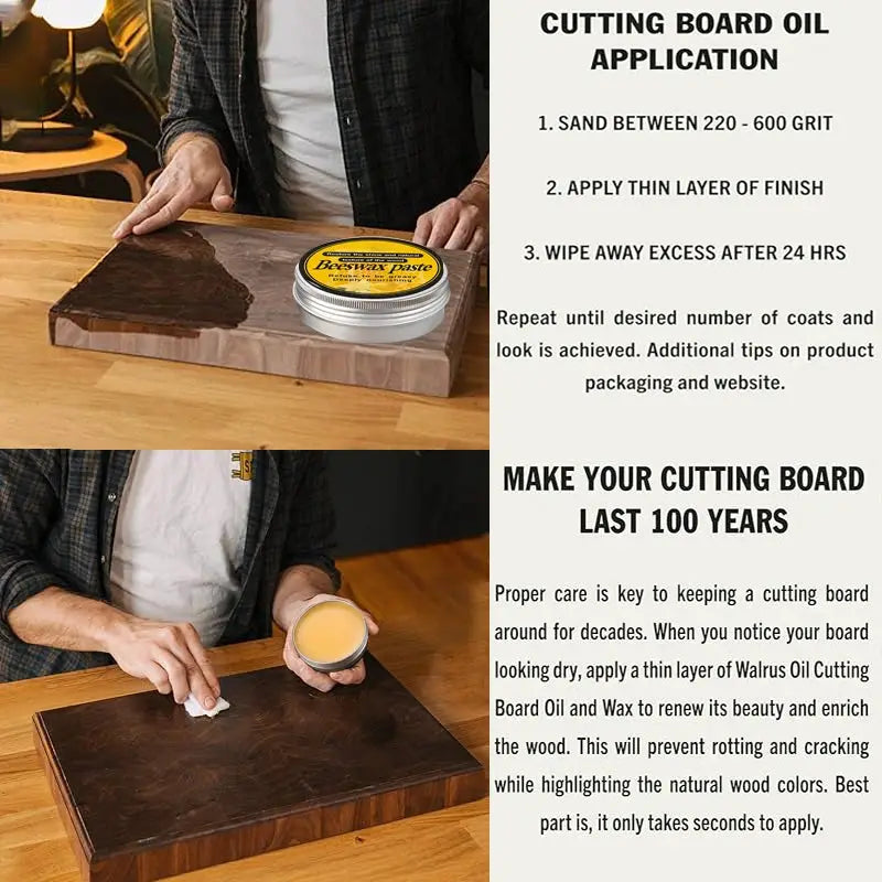 Wood Wax Oil for Furniture and Cutting Boards, Waterproof Wood Maintenance Oil for Polishing and Brightening