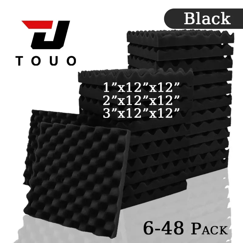 TOUO black egg trough acoustic foam panels; high-density soundproofing, 6–48 pack, Simples Market