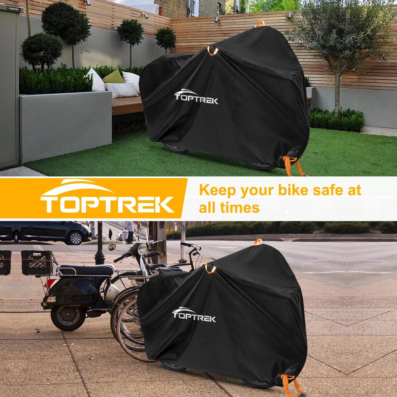 Toptrek Bike Cover 210T All Weather Waterproof Bicycle Protector Rain Snow Dustproof Shield