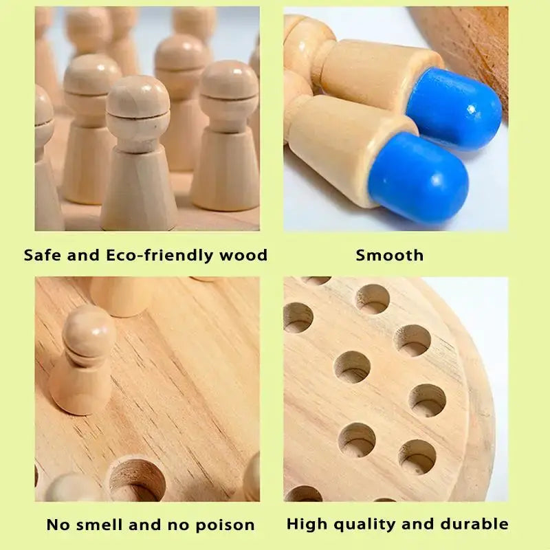 Wooden Montessori Puzzle Toys For Kids Educational Color Sensory Memory Match Chess Party Game