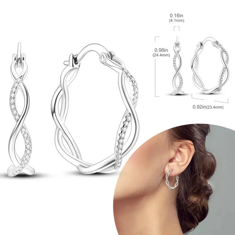 925 Sterling Silver Hoop Earrings Hypoallergenic Zirconia Hoops For Women Girls High Quality Fashion Jewelry