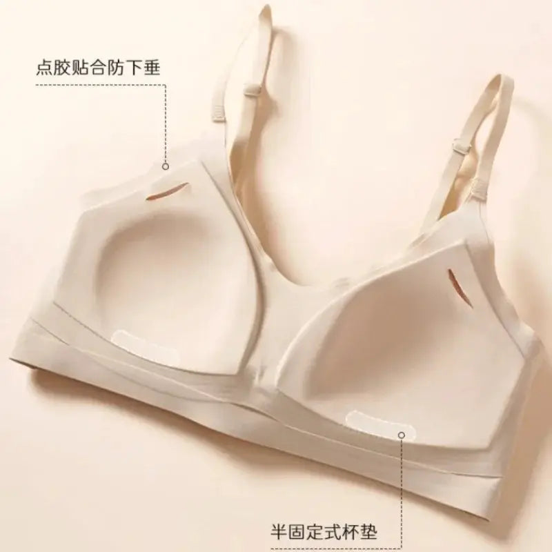 Simples Market soft-support seamless wireless bra in beige; lightweight breathable comfort