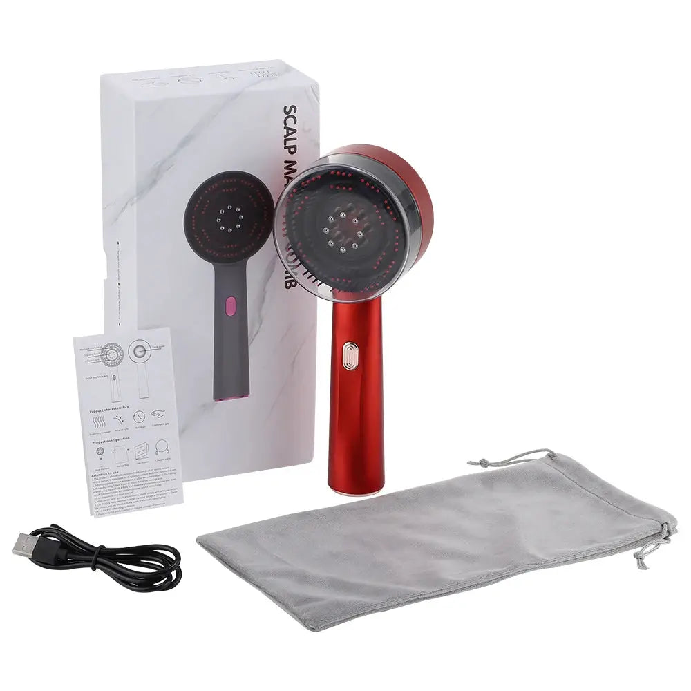 Electric Vibration Massage Comb With Red Light Therapy For Hair Growth Scalp Care Anti Hair Loss Liquid Oil Applicator
