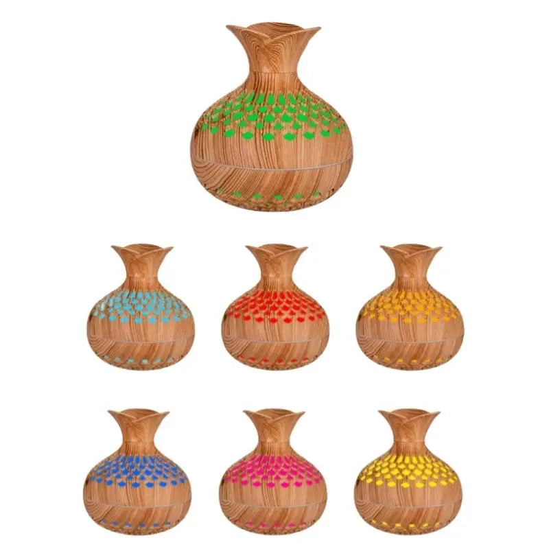 Wood Grain Mini Vase Humidifier USB Ultrasonic Essential Oil Diffuser for Home Fragrance and Air Purification