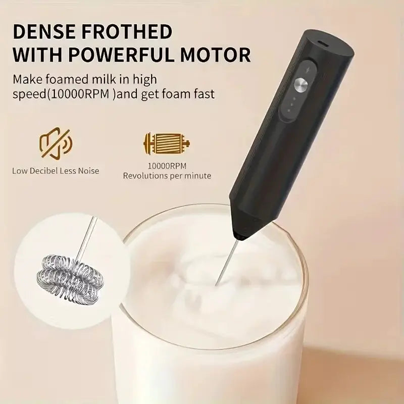 Handheld Milk Frother Coffee Creamer Mixer With Stainless Steel Whisk Egg Beater Portable Kitchen Tool
